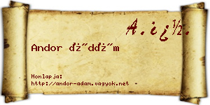 Andor Ádám névjegykártya